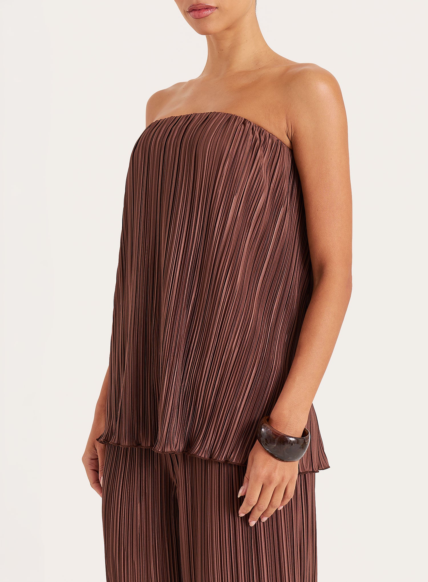 Chocolate Plisse Bandeau Top